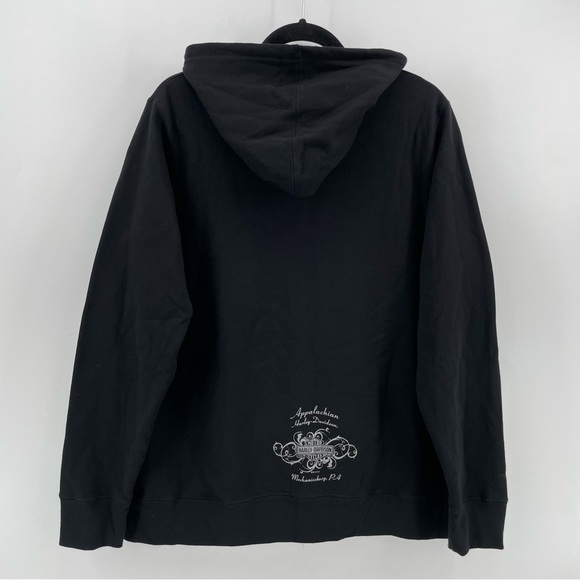 Harley Davidson Womens Zipped Sweatshirt Black Pink Rhinestones XXL - Picture 5 of 7